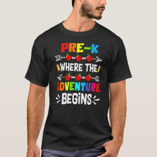 Camiseta Cute Pre K Onde A Aventura Começa De Volta Para Sc