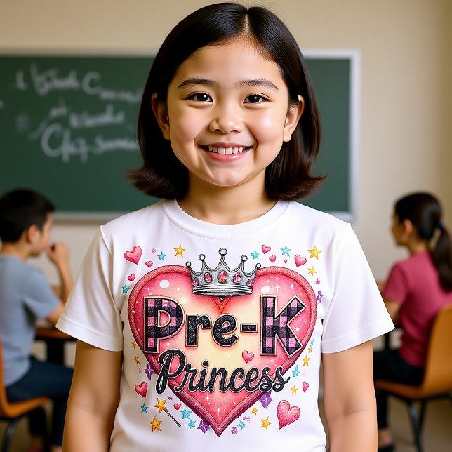 Camiseta Cute Pre-K Princess Crown Heart (Pre K Princess for first day of school.)