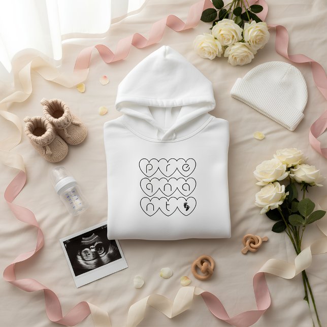 Camiseta Cute Pregnant with Heart Letters Hoodie |Mom-to-Be (enjoy your days as a Mama)
