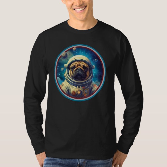 Camiseta Cute Pug Astronaut In Space Suit Galaxy Dog Design (Frente)