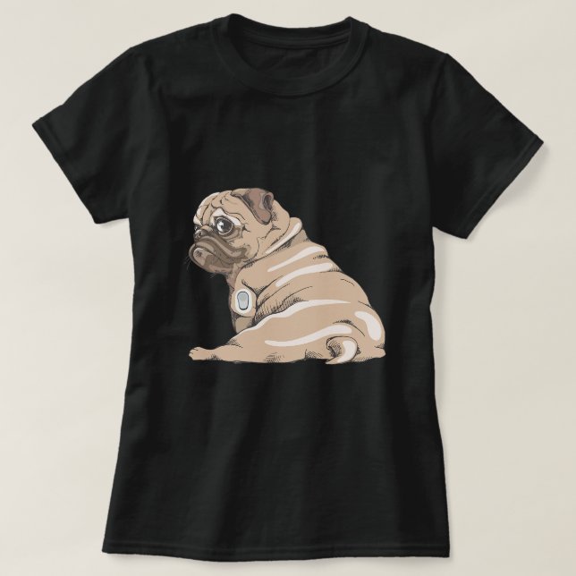 Camiseta Cute Pug Com Glucose Monitora Diabetes Em Curso (Frente do Design)