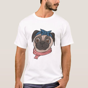 Camiseta Cute Pug Dog Proprietária 4 De Julho EUA Bandeira