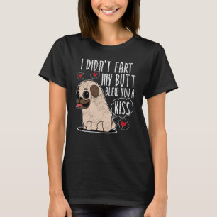Camiseta Cute Pug Fart Kiss Fazendo Cachorro-Grande