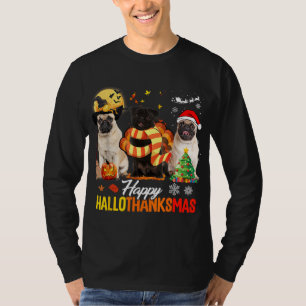 Camiseta Cute Pug Happy Hallothanksmas Halloween Thanksgivi