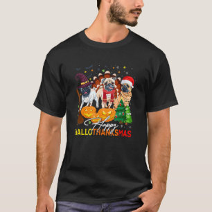 Camiseta Cute Pug Happy Hallothanksmas Halloween Thanksgivi