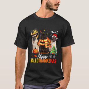 Camiseta Cute Pug Happy Hallothanksmas Halloween Thanksgivi