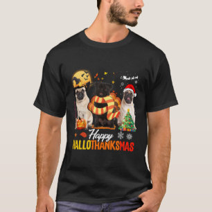 Camiseta Cute Pug Happy Hallothanksmas Halloween Thanksgivi