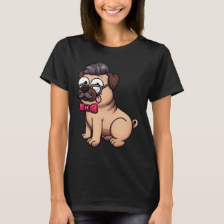 Camiseta Cute Pug Hipster Clássico 602