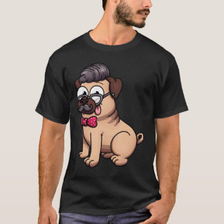 Camiseta Cute Pug Hipster Clássico 602