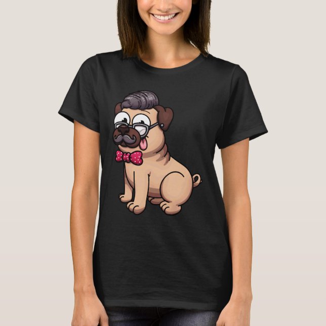 Camiseta Cute Pug Hipster Clássico 602 (Frente)