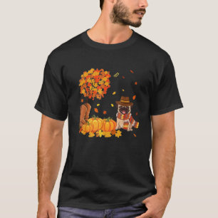 Camiseta Cute Pug Leaf Autumn Pumpkin Orange Love Dog Mapea