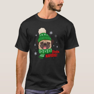 Camiseta Cute Pug Natal Feliz Navidog para Meninos Meninas
