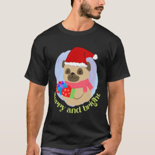 Camiseta Cute Pug Puppy no Natal O Chapéu ganhou presente d