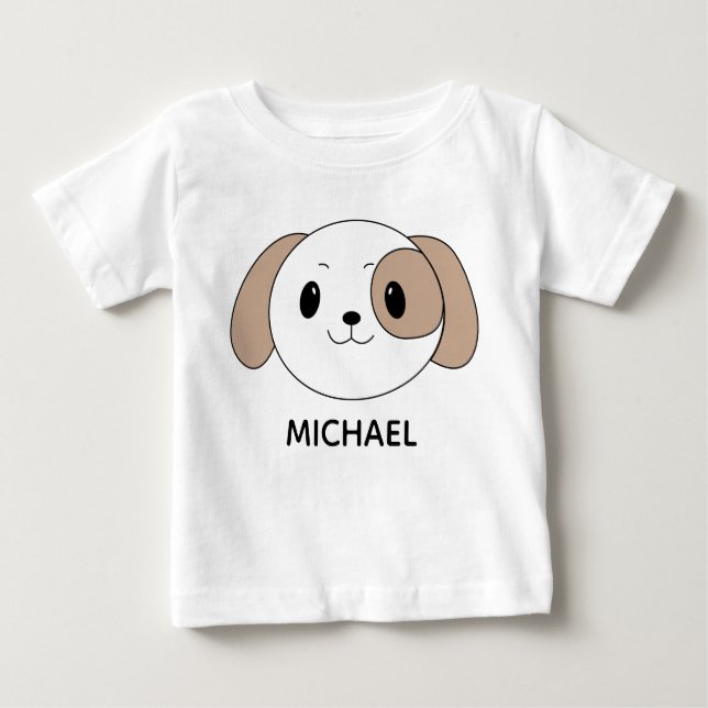Camiseta Cute Puppy Cartoon Face Personalised (Frente)