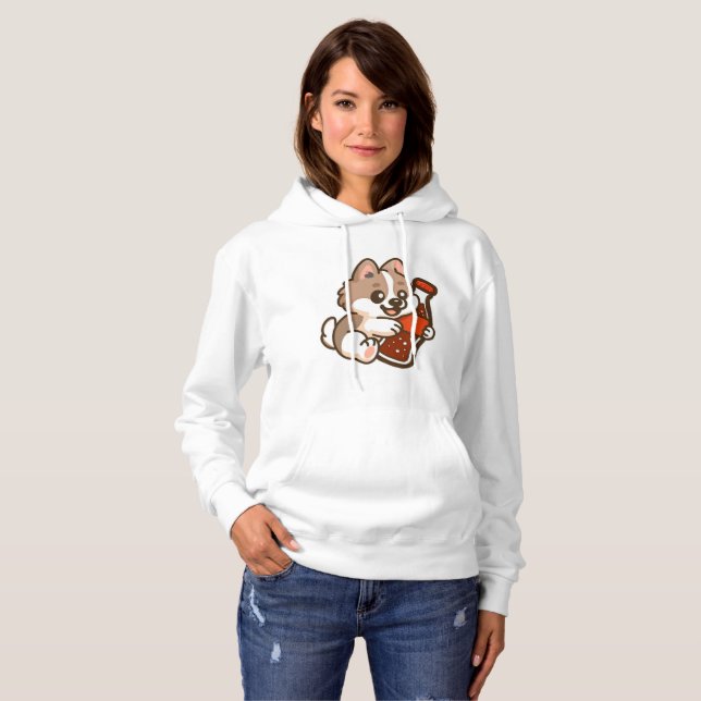 Camiseta Cute Puppy Hugging Soda Bottle (Frente Completa)