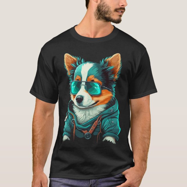 Camiseta Cute Puppy With Sunglasses  1 (Frente)