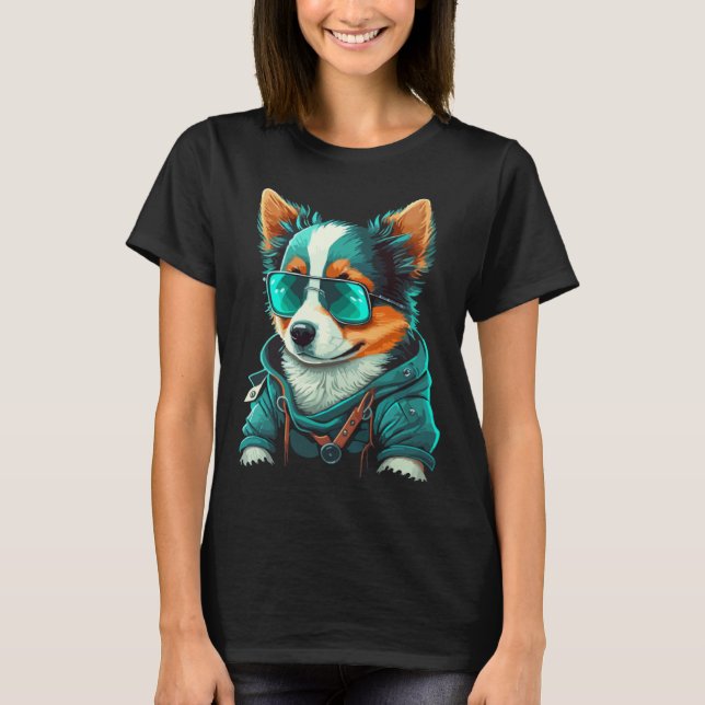 Camiseta Cute Puppy With Sunglasses  1 (Frente)