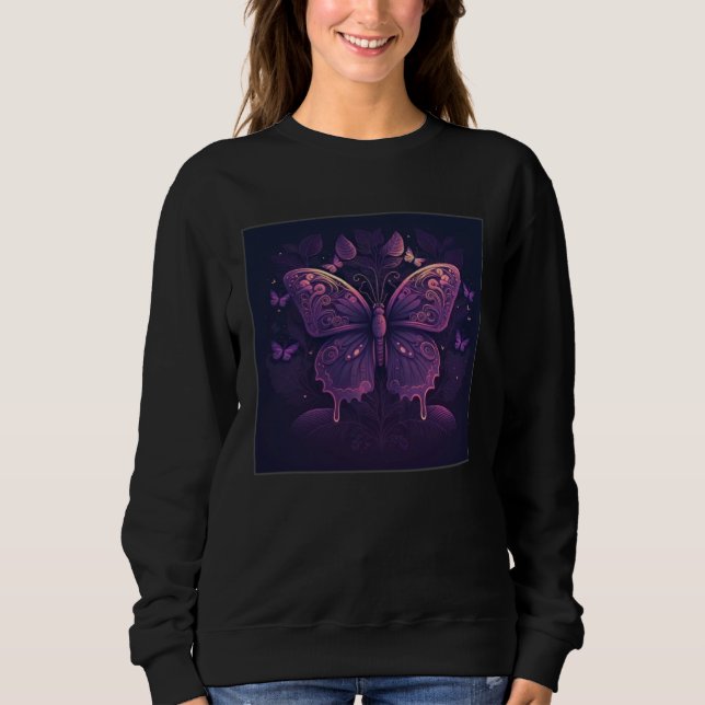 Camiseta Cute Purple Butterfly Illustration Retro Minimal W (Frente)