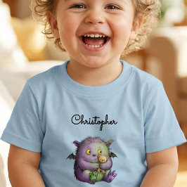 Camiseta Cute Purple Green Fluffy Monster Buddy
