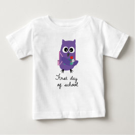 Camiseta Cute, purple owl, owlet "First day of school"