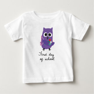 Camiseta Cute, purple owl, owlet "First day of school"