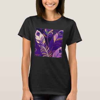 Camiseta Cute Purple Peacock Feathers Illustration Birds Wo