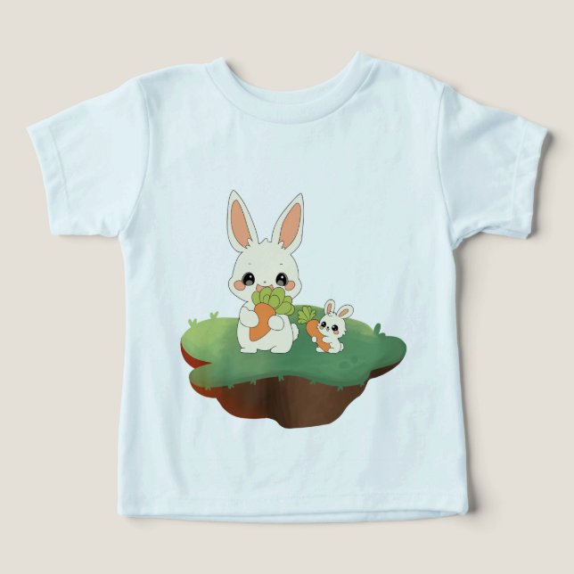Camiseta Cute Rabbit Duo with Carrots (Design frontal)
