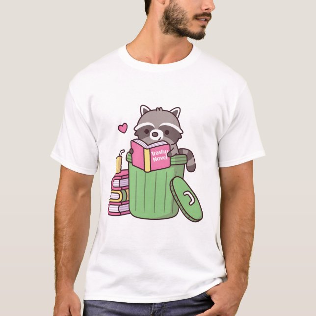 Camiseta Cute Raccoon ama Ler Novatos Traseiros Funn (Frente)