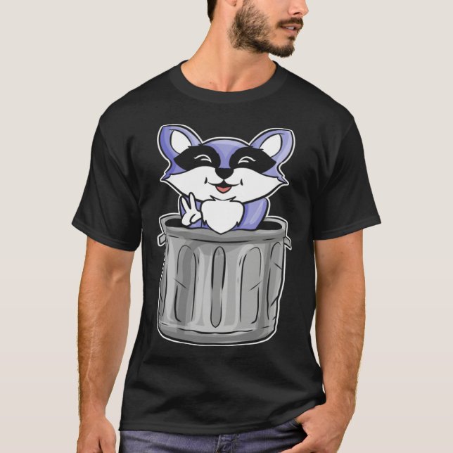 Camiseta Cute raccoon animal friend  with raccoon (Frente)