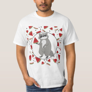 Camiseta Cute Raccoon com Pedaços de Melancia