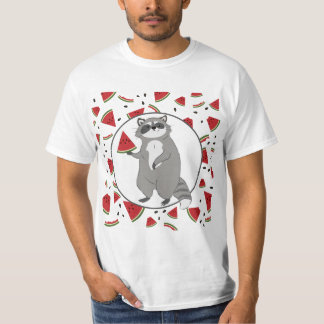 Camiseta Cute Raccoon com Pedaços de Melancia