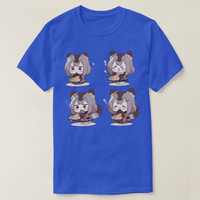 Camiseta Cute Raccoon coma qualquer anime (Frente do Design)