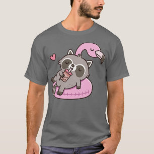 Camiseta Cute Raccoon g em Flamingo Piscina Float