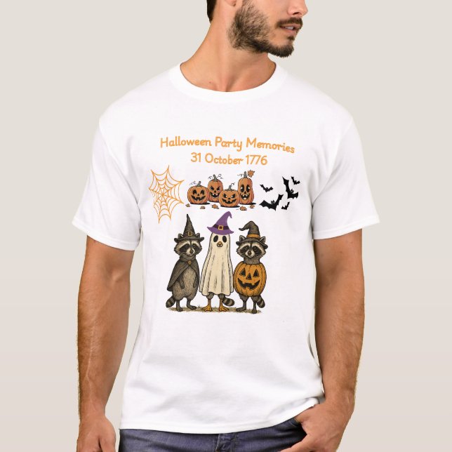 Camiseta Cute Raccoon Halloween Party 1776 – Funny Spooky  (Frente)