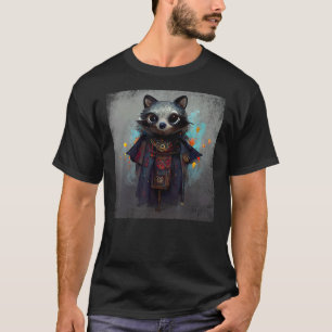 Camiseta Cute Raccoon Samurai Japonês Bushido Warrior Mage