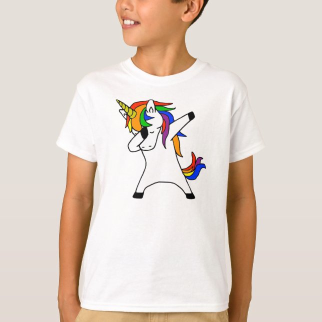 Camiseta Cute Rainbow Dabbing Unicorn (Frente)