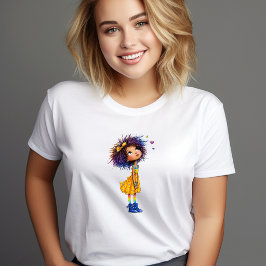 Camiseta Cute Rainbow Girl Whimsical Colorful Art