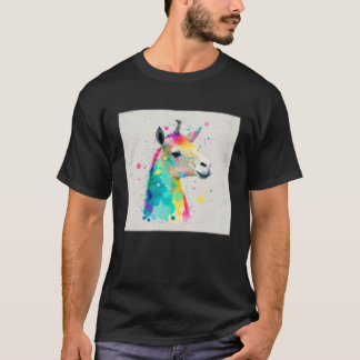 Camiseta Cute Rainbow Llama Paint Splatter Illustration Col