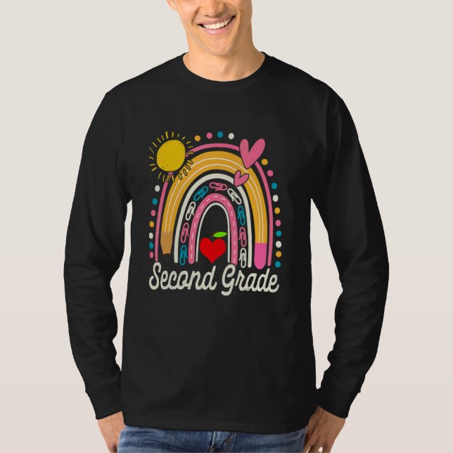 Camiseta Cute Rainbow Second Grade Teacher Student Back To  (Frente)
