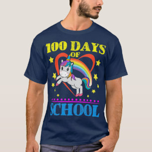 Camiseta Cute Rainbow Unicorn 200 dias de escola