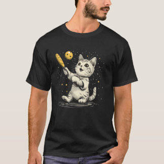 Camiseta Cute Raquete de Pickleball Amarela, Gato Bola no P