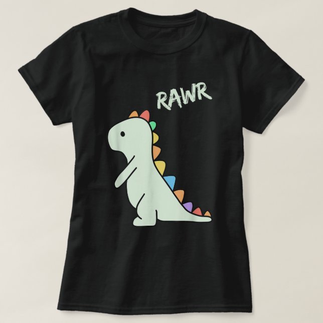 Camiseta Cute Rawr Dinosaur Cartoon Kids Design (Frente do Design)