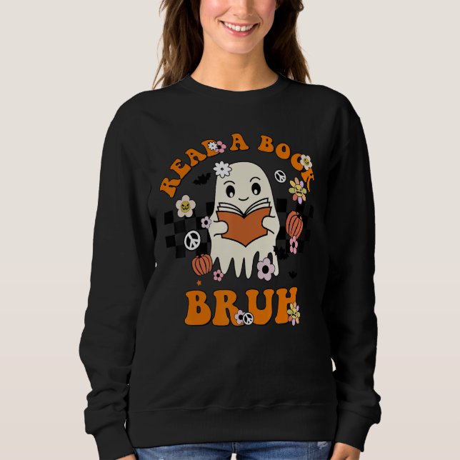 Camiseta Cute Read Book Bruh Teacher Halloween Costume Ghos (Frente)