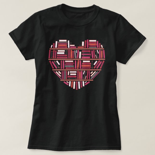 Camiseta Cute Reading Library Books Lover Heart Librarian G (Frente do Design)