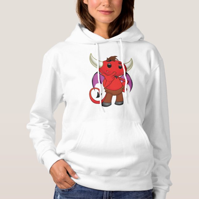 Camiseta Cute Red Devil Character Thinking Mischievous (Frente)