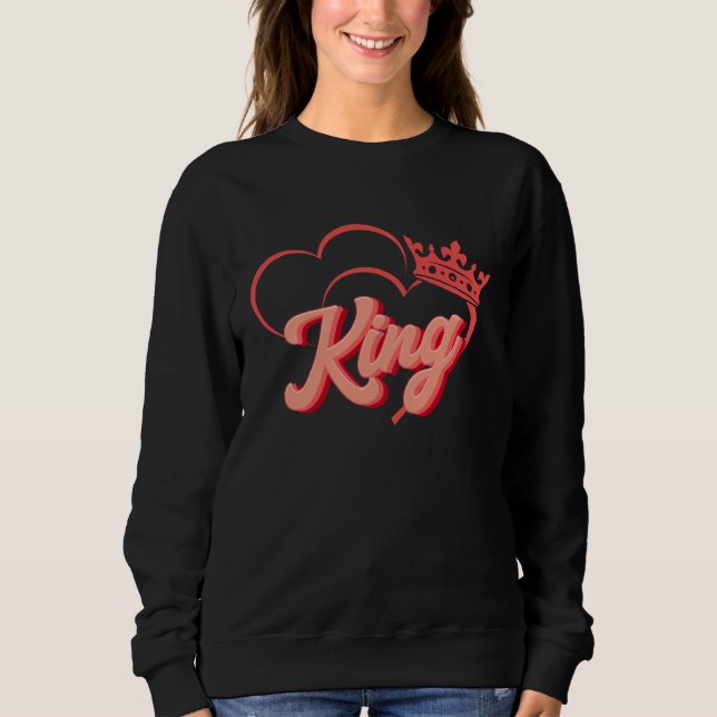 Camiseta Cute Red Heart King Queen Valentines Day Matching  (Frente)