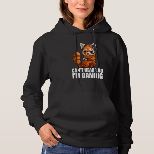 Camiseta Cute Red Panda Gaming Can't Hear You I'm Gaming Re (Frente)