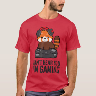 Camiseta Cute Red Panda Gaming Não Posso Ouvir Você Estou J