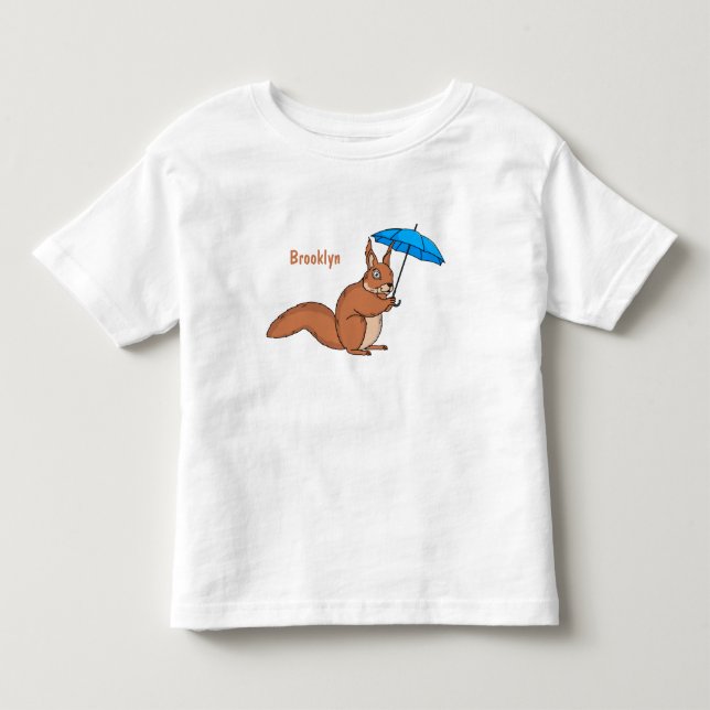 Camiseta Cute red squirrel with umbrella cartoon (Frente)