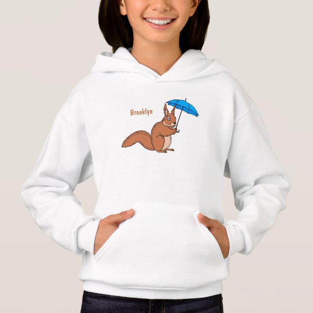 Camiseta Cute red squirrel with umbrella cartoon  (Frente)